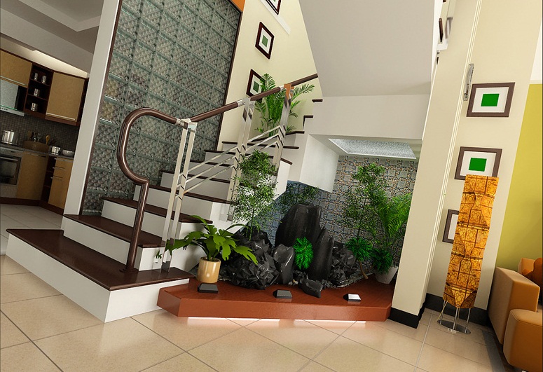 Tiểu cảnh cầu thang đơn giản